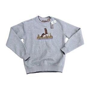 Bald Eagle Sweatshirt Crewneck Men's Size M Pullover Gray By Woodland Trail